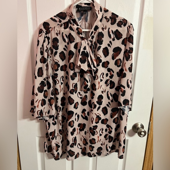 Eloquii Tops - Eloquii Woman’s Pink Leopard Print Blouse
